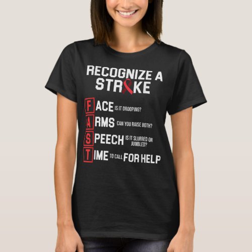 Stroke Awareness Survivor Fast Strong Warrior  T_Shirt