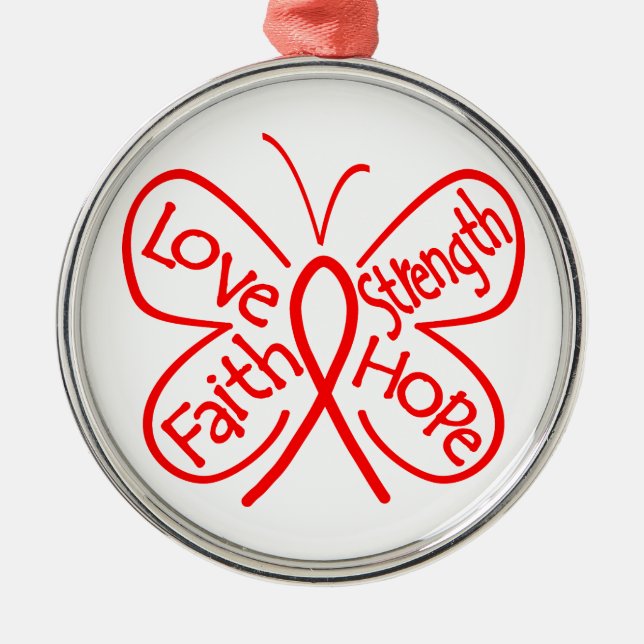 Stroke Butterfly Inspiring Words Metal Ornament (Front)