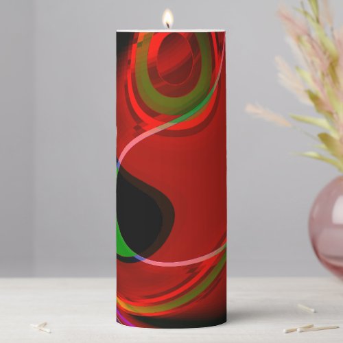 Stroke curve with slight overlap over red to green pillar candle