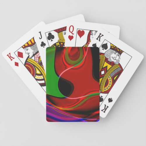 Stroke curve with slight overlap over red to green playing cards