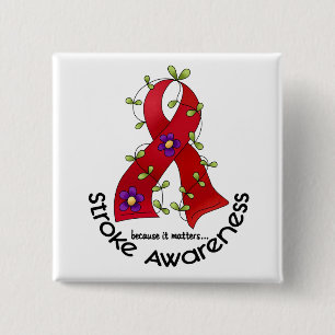 Stroke FLOWER RIBBON 1 Pinback Button