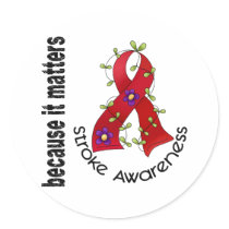 Stroke Flower Ribbon 3 Classic Round Sticker