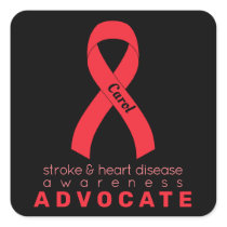 Stroke & Heart Disease Advocate Black Square Sticker