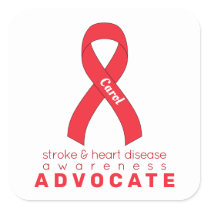 Stroke & Heart Disease Advocate White Square Sticker