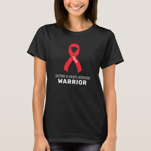 Stroke  Heart Disease Ribbon Black T_Shirt