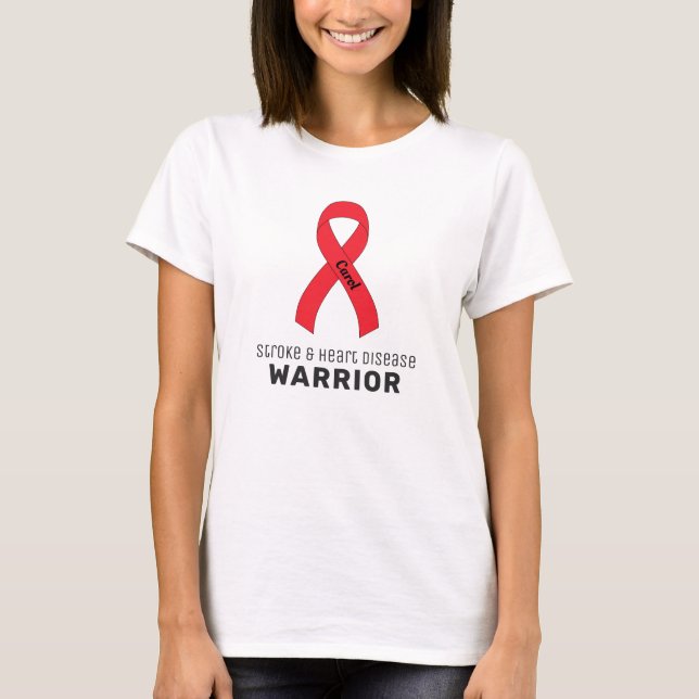 Stroke & Heart Disease Ribbon White T-Shirt (Front)