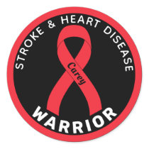 Stroke & Heart Disease Warrior Ribbon Black Classic Round Sticker