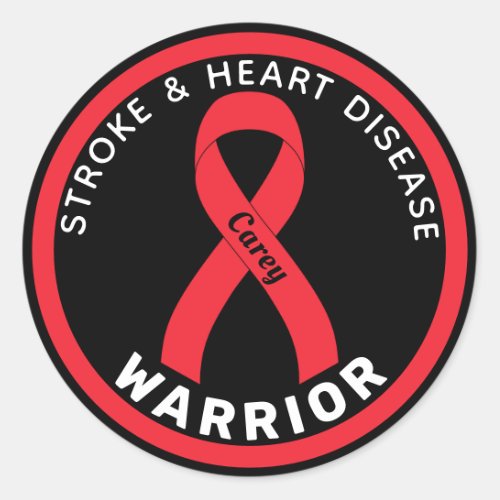 Stroke  Heart Disease Warrior Ribbon Black Classic Round Sticker
