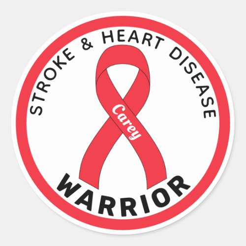 Stroke  Heart Disease Warrior Ribbon White Classic Round Sticker