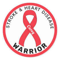 Stroke & Heart Disease Warrior Ribbon White Classic Round Sticker