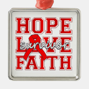 Stroke Hope Love Faith Survivor Metal Ornament