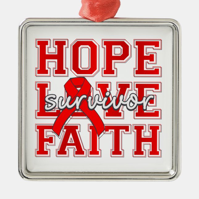 Stroke Hope Love Faith Survivor Metal Ornament (Front)