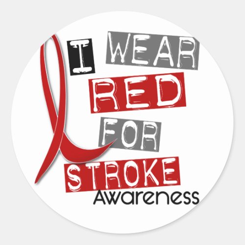 Stroke I WEAR RED FOR AWARENESS 37 Classic Round Sticker