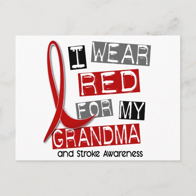 Stroke I WEAR RED FOR MY GRANDMA 37 Postcard (Front)