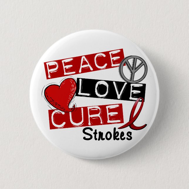 Stroke PEACE LOVE CURE 1 Pinback Button (Front)