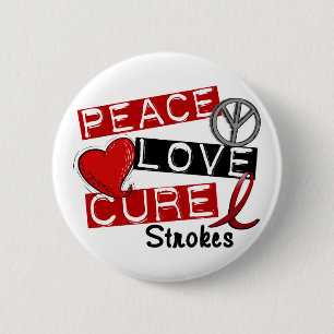 Stroke PEACE LOVE CURE 1 Pinback Button