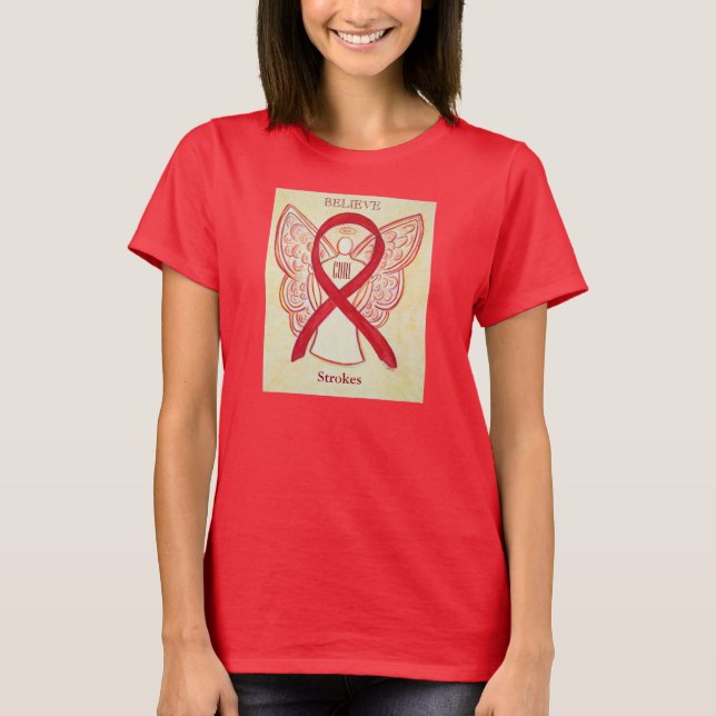 Stroke Red Awareness Ribbon Custom Shirt (Front)