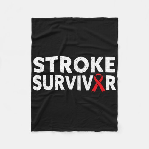 Stroke Survivor Awareness Month Red Ribbon  Fleece Blanket