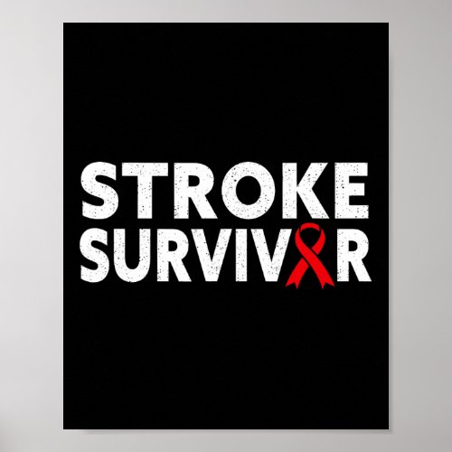 Stroke Survivor Awareness Month Red Ribbon  Poster