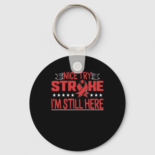 Stroke Survivor Awareness Red Ribbon Fight Support Keychain