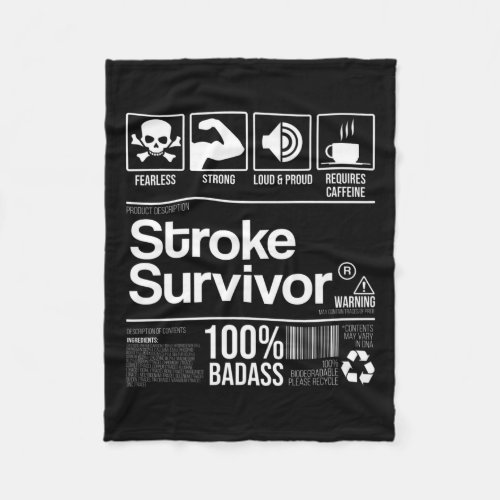 Stroke Survivor Contents Nutrition Facts Funny  Fleece Blanket