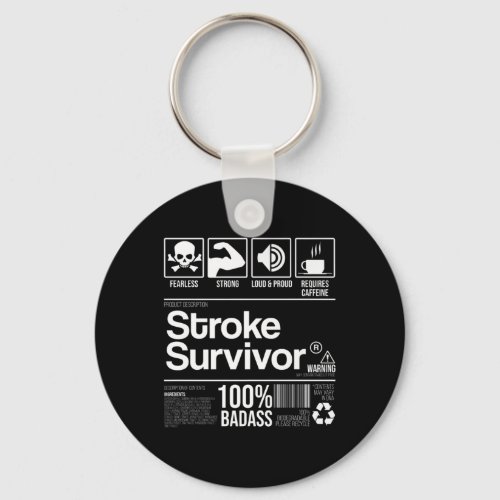 Stroke Survivor Contents Nutrition Facts Funny  Keychain