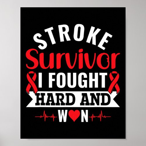 Stroke Survivor I Fought Hard And Won _ Stroke Awa Poster