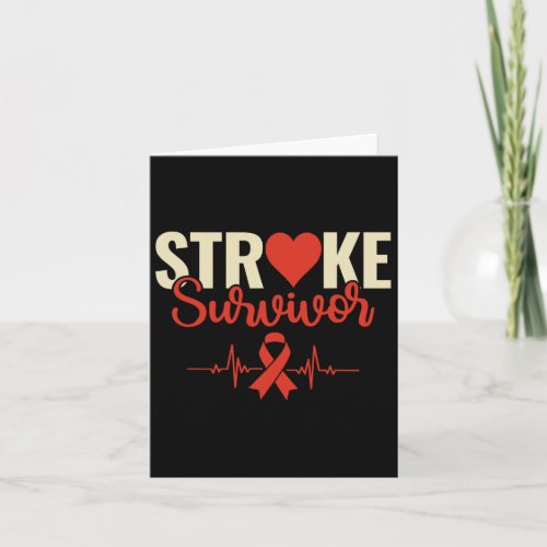 Stroke Survivor _ Stroke Awareness Heart Red Ribbo Card