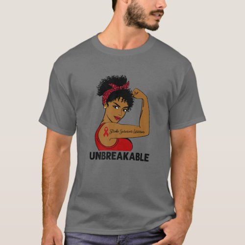 Stroke Survivor Warrior Black Women Unbreakable Aw T_Shirt