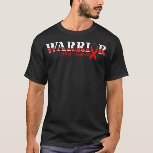 Stroke Warrior Red Ribbon Ischemic Cerebrovascular T_Shirt