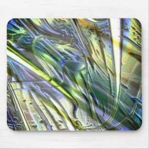 Strokes in bamboo style, soft pearly green yellow  mouse pad