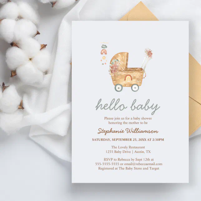 Stroller | Baby Carriage Baby Shower Invitation | Zazzle