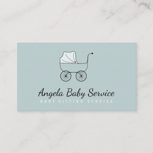 Stroller Baby sitter Daycare Nursery Teal Business Card