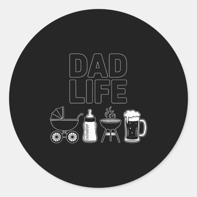 Stroller Bottle Grill Beer Adorable Father Dad Lif Classic Round Sticker (Front)
