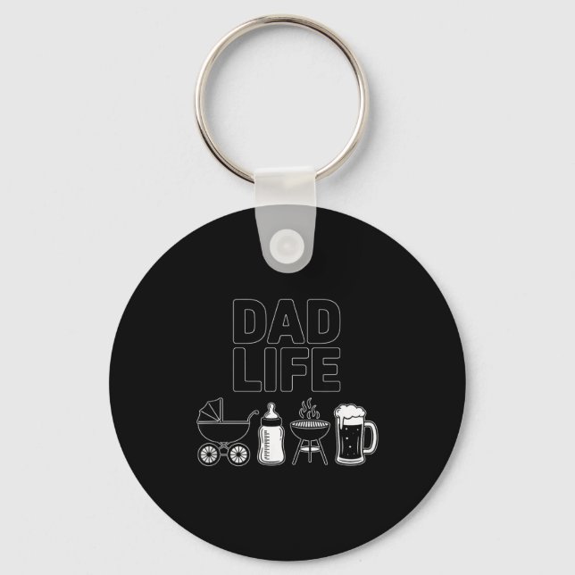 Stroller Bottle Grill Beer Adorable Father Dad Lif Keychain (Front)