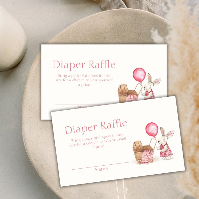 Stroller Bunny Balloon Diaper Raffle Baby Shower  Enclosure Card (Stroller Bunny Balloon Diaper Raffle Baby Shower Enclosure Card)
