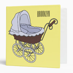 Stroller cartoon illustration 3 ring binder