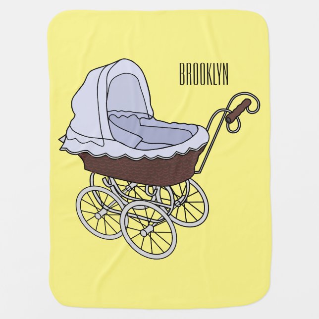Stroller cartoon illustration  baby blanket (Front)