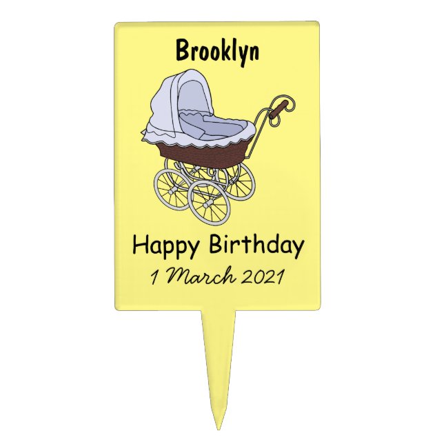 Stroller cartoon illustration cake topper (Front)