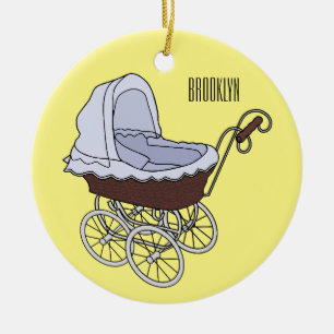 Stroller cartoon illustration ceramic ornament