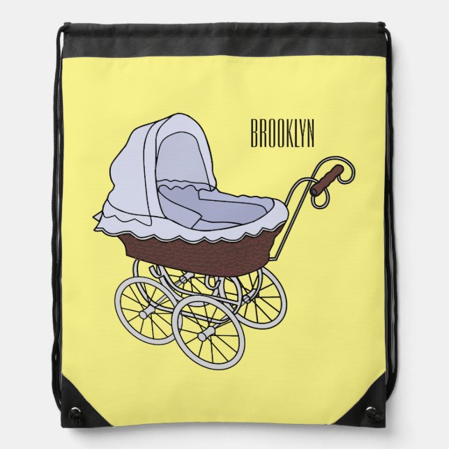Stroller cartoon illustration  drawstring bag (Front)