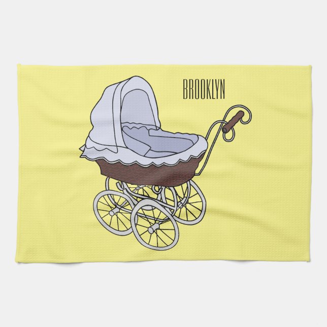 Stroller cartoon illustration  kitchen towel (Horizontal)