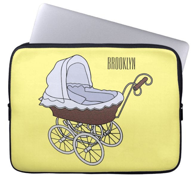 Stroller cartoon illustration  laptop sleeve (Front)