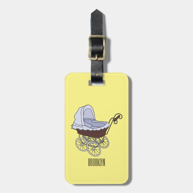 Stroller cartoon illustration  luggage tag (Front Vertical)