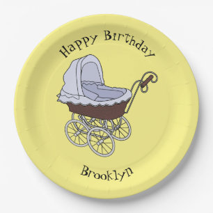 Stroller cartoon illustration paper plates