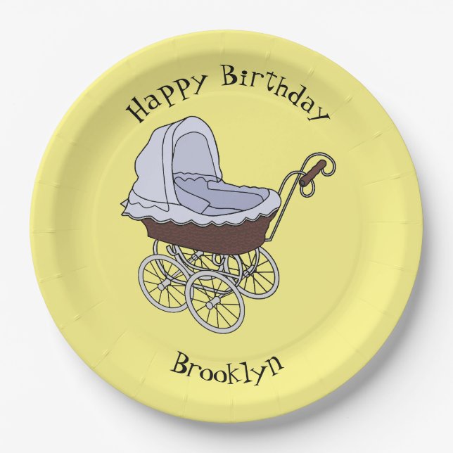 Stroller cartoon illustration paper plates (Front)