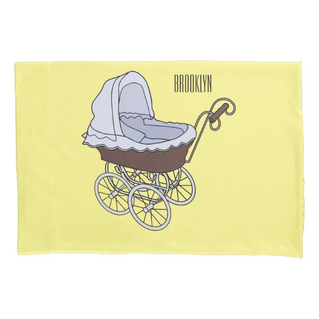 Stroller cartoon illustration  pillow case (Front)