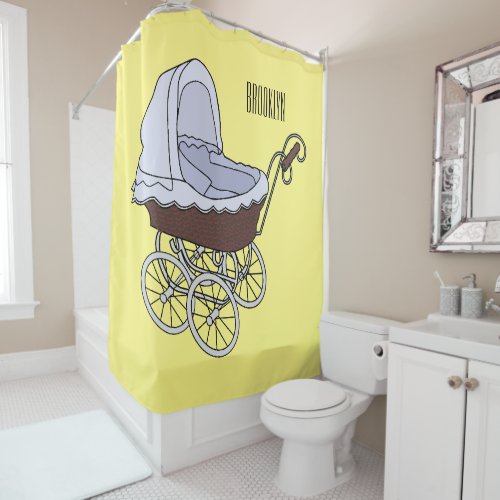 Stroller cartoon illustration  shower curtain