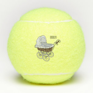 Stroller cartoon illustration tennis balls