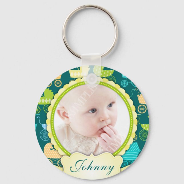 Stroller Chic Custom Photo Keepsake Keychain (Front)